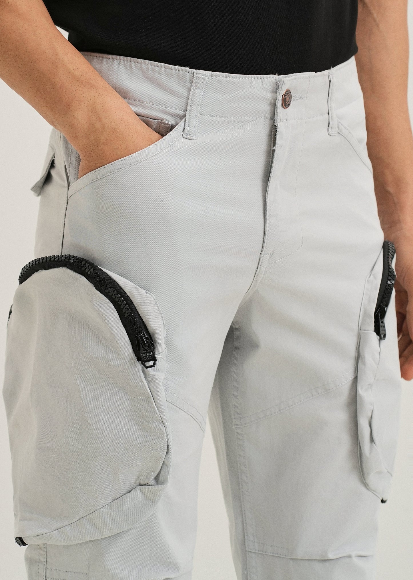 Light Gray Zipper Cargo Pant