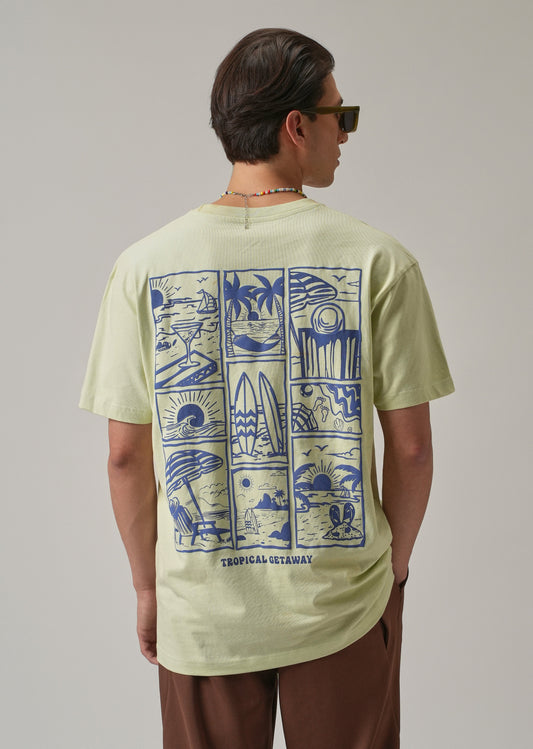 Light Green Back Printed Oversized T-Shirt
