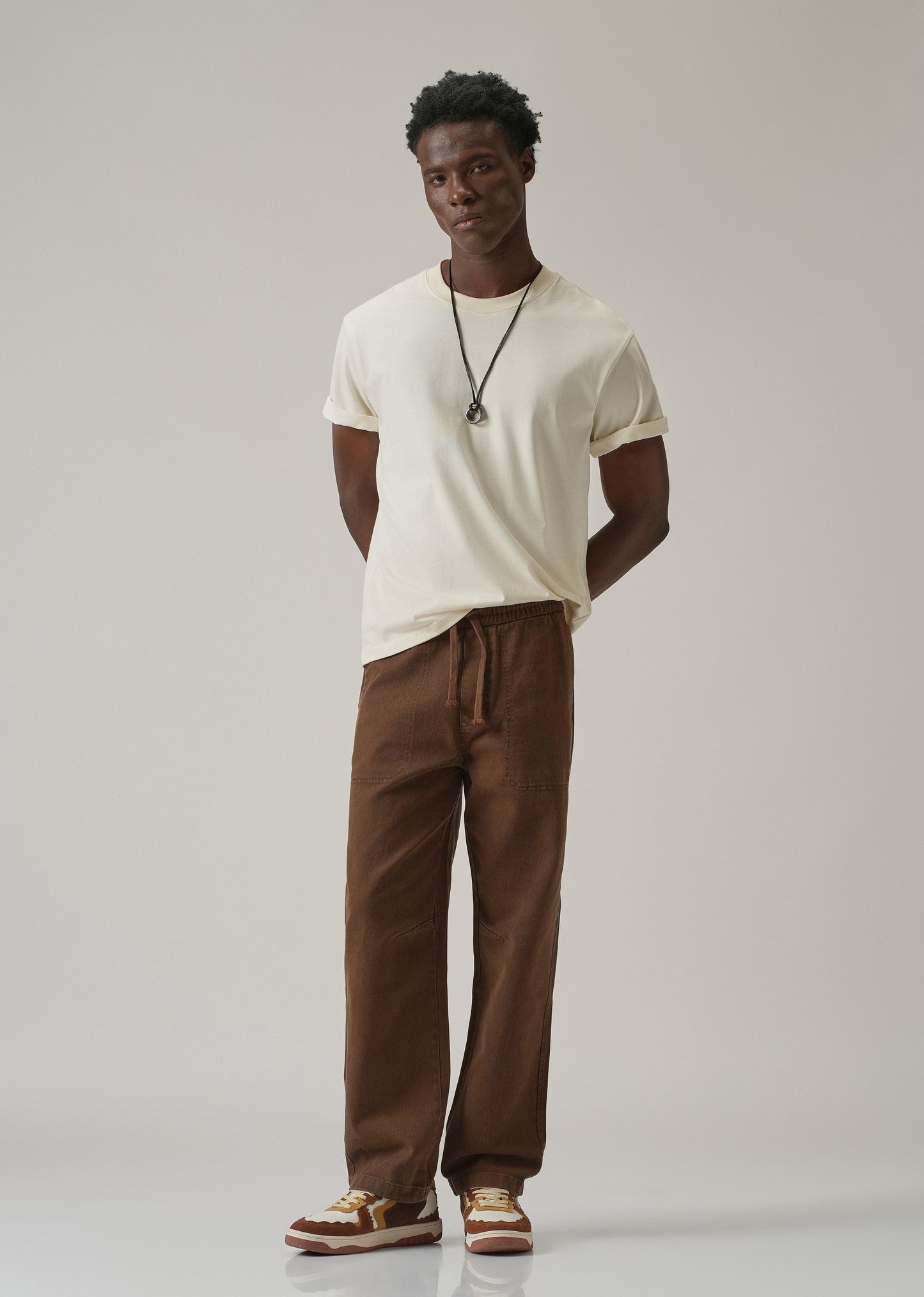 Light Brown Drawstring Drill Denim