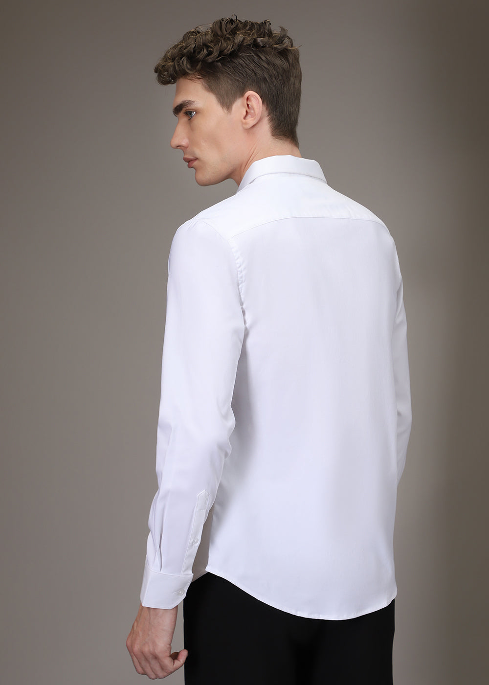 Line Needle Work White Designer Shirt