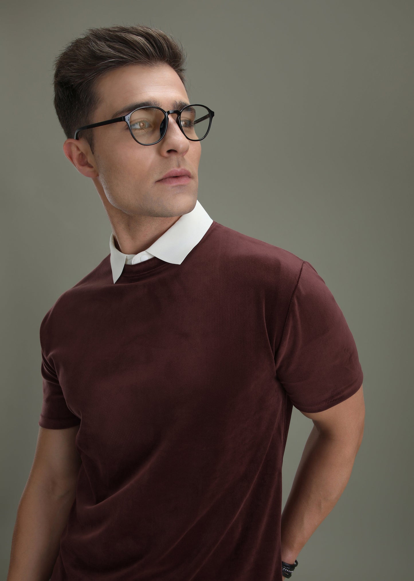 Maroon Plain Suede T-shirt