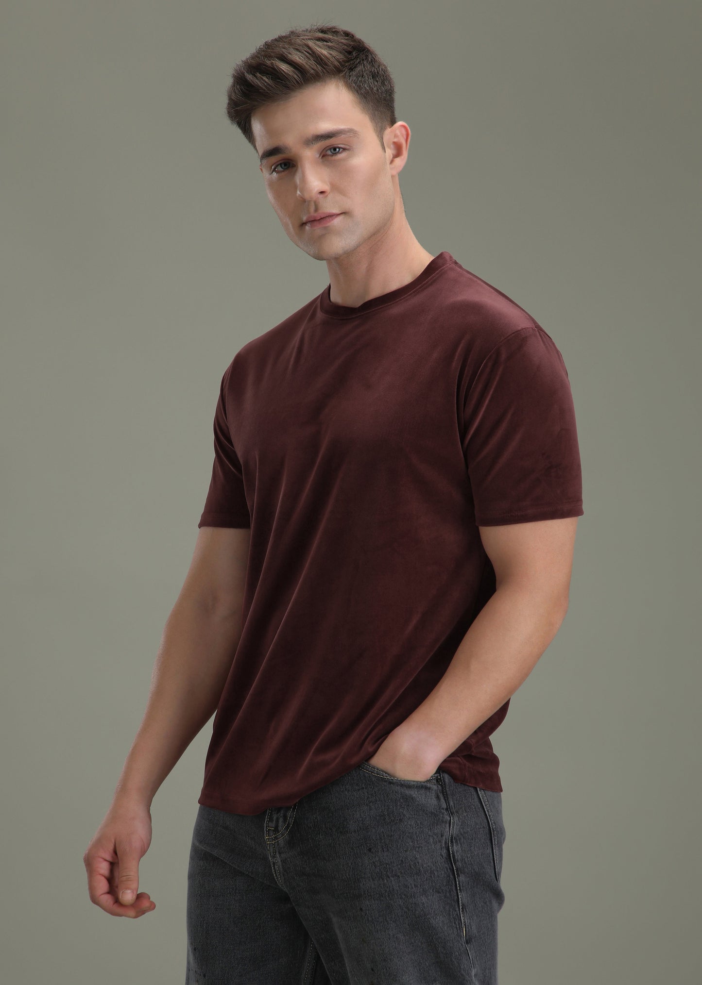 Maroon Plain Suede T-shirt