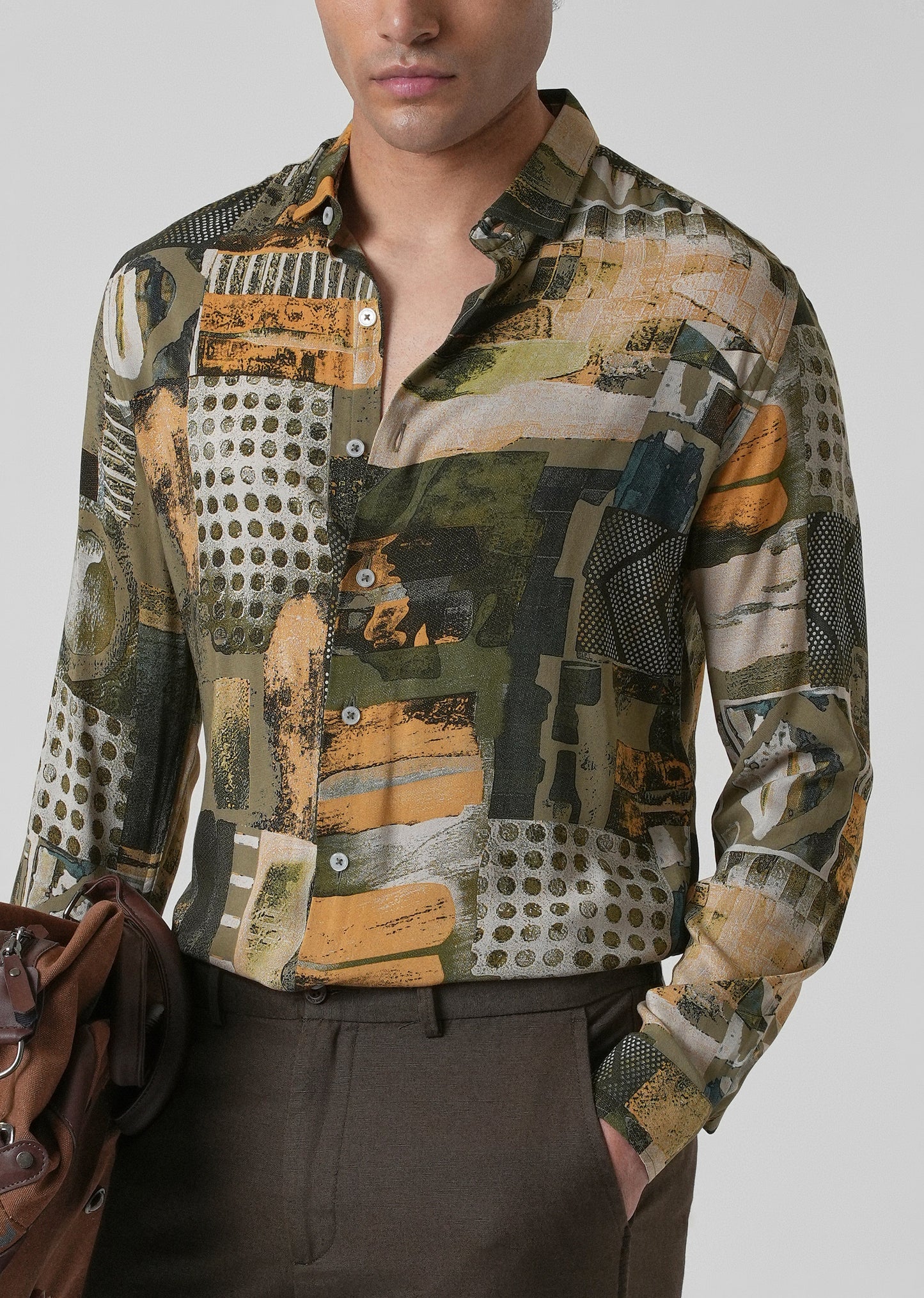 Mosaic Olive Feather shirt