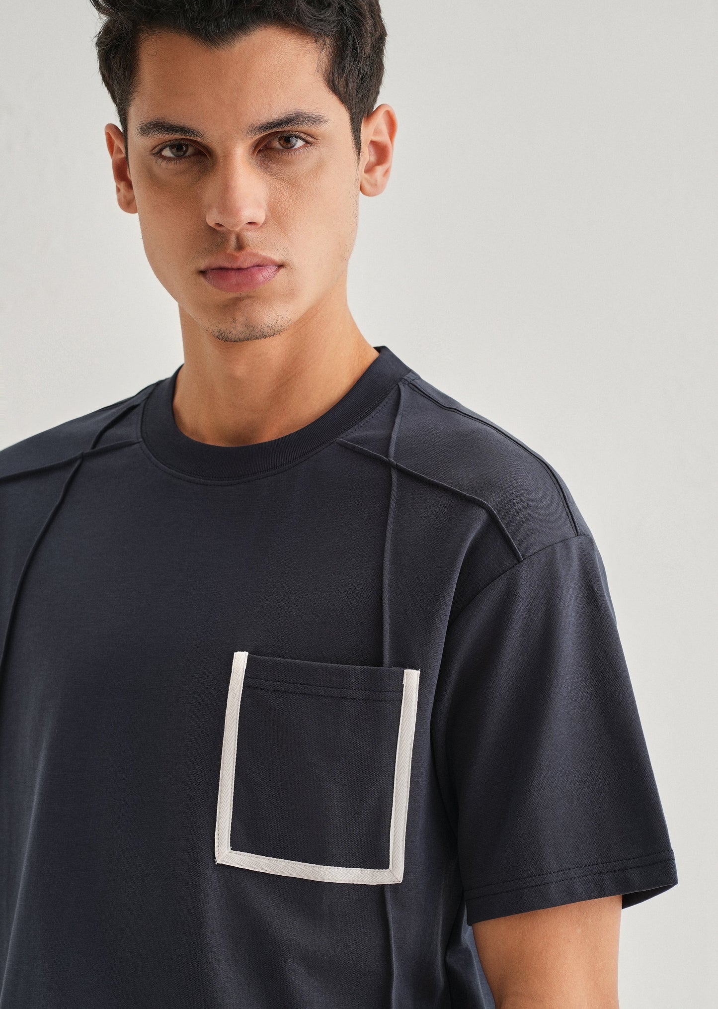 Navy Blue Cut & Sew Oversized T-shirt