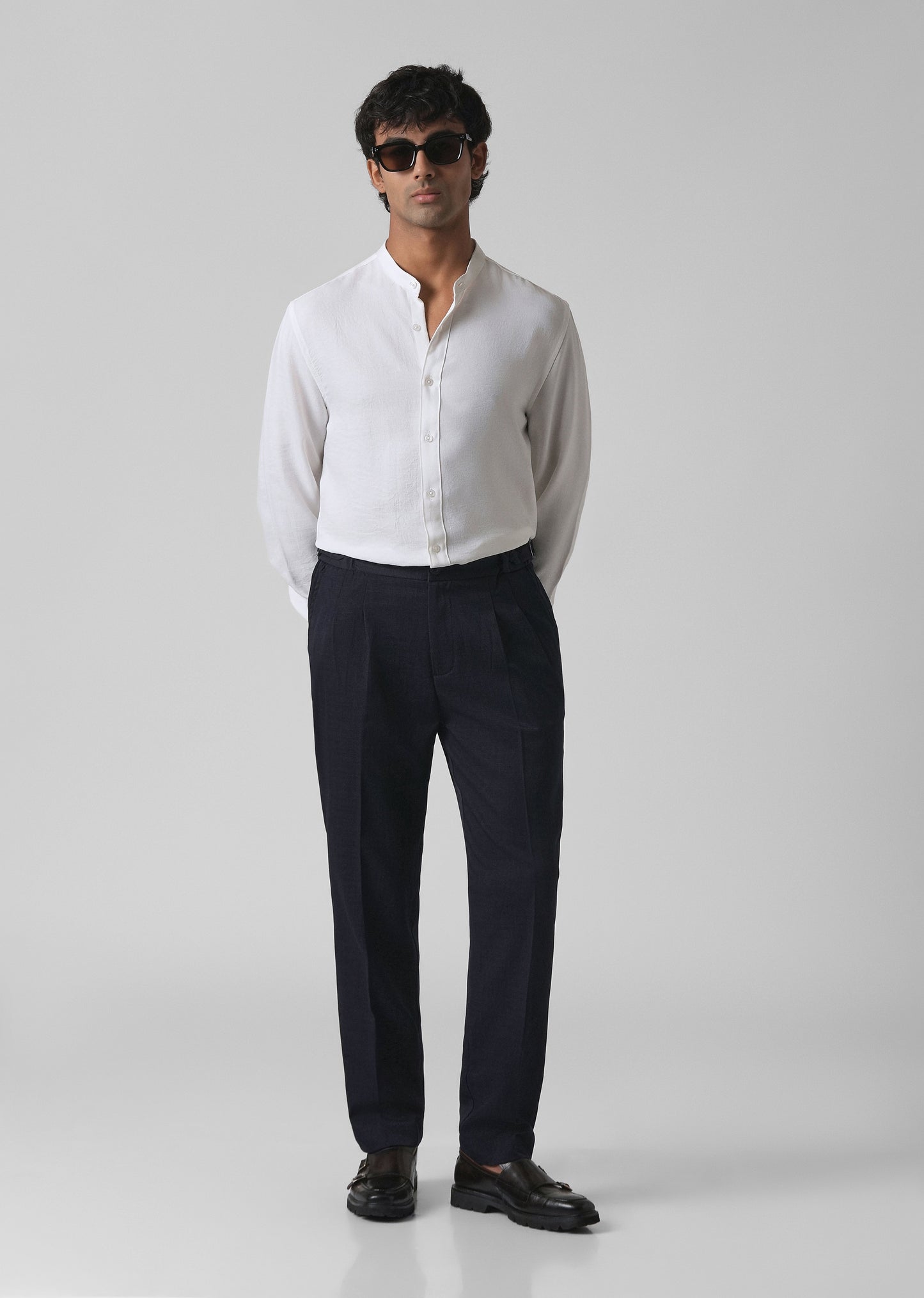 Navy Blue Pleated Gurkha Pant