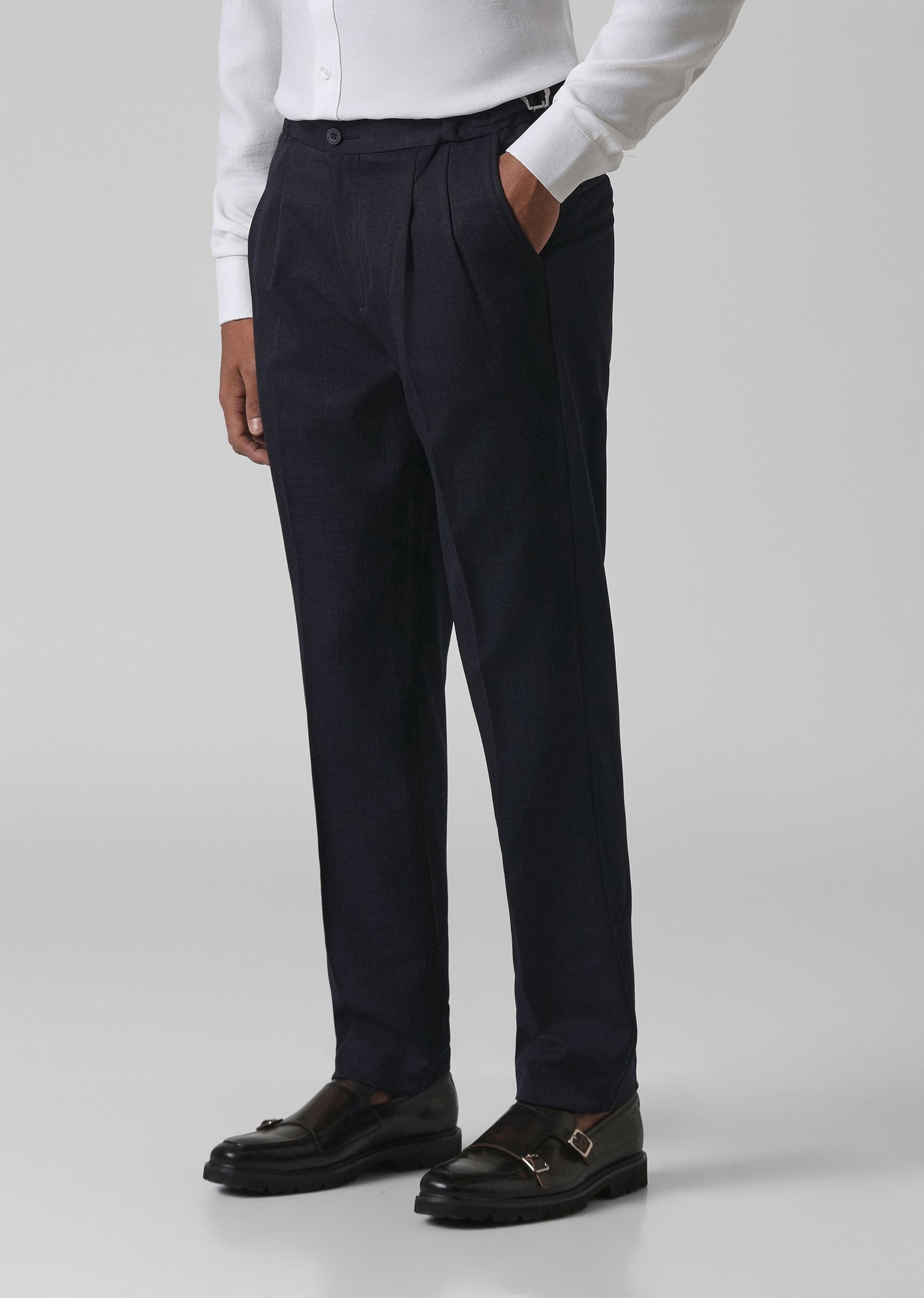 Navy Blue Pleated Gurkha Pant