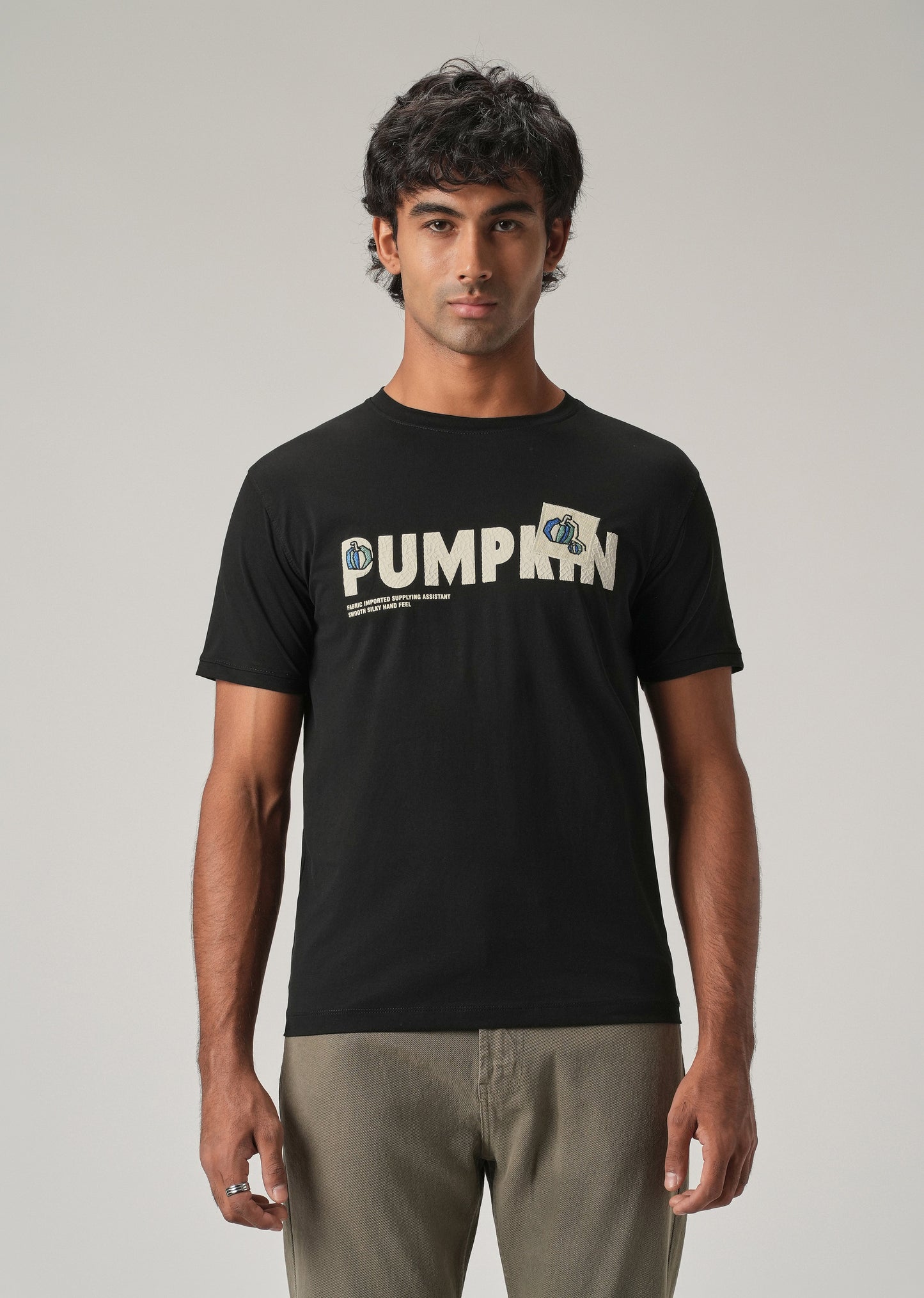 Noir Black Embossed Slim Fit T-Shirt