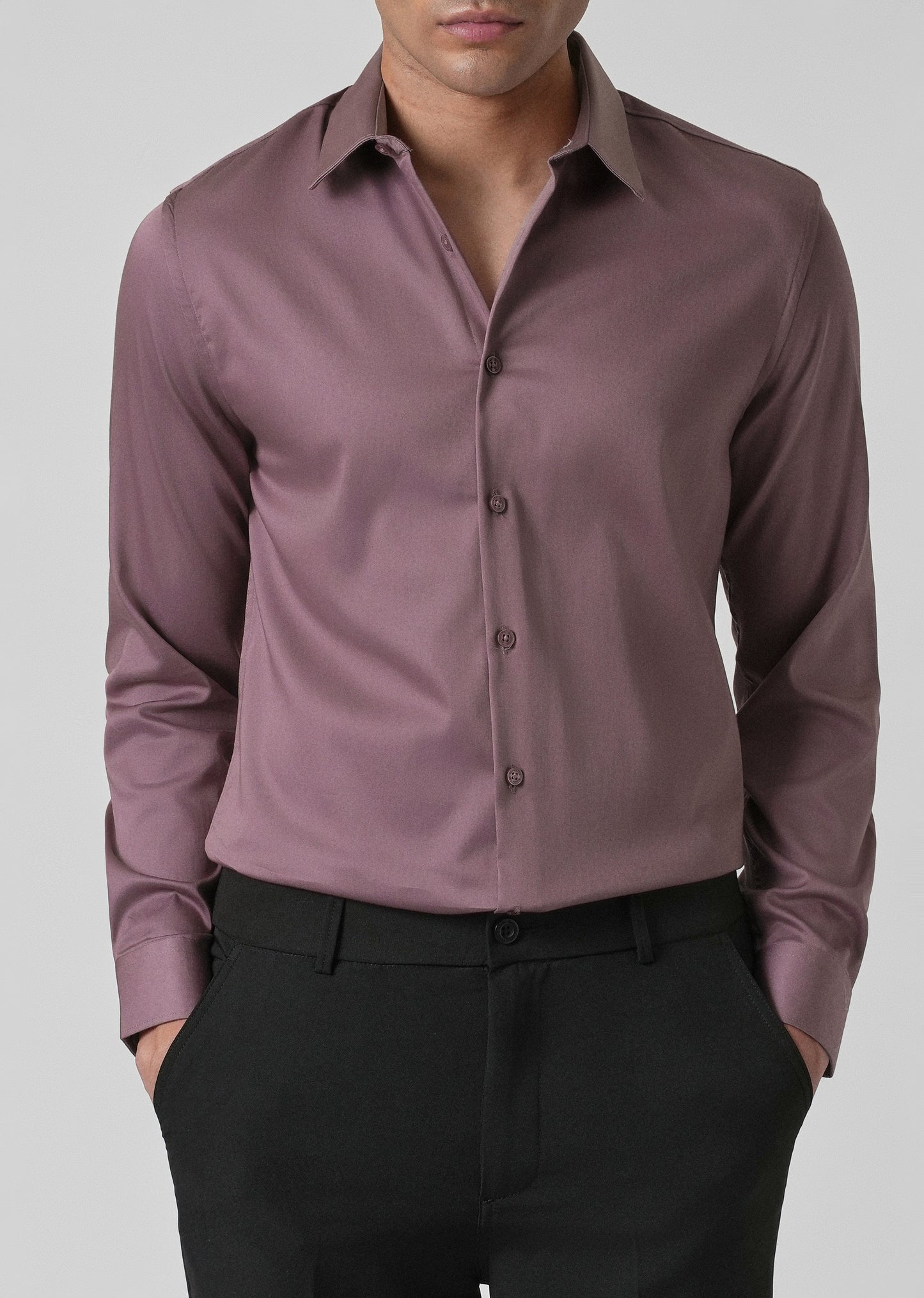 Nude Pink Plain Satin Shirt