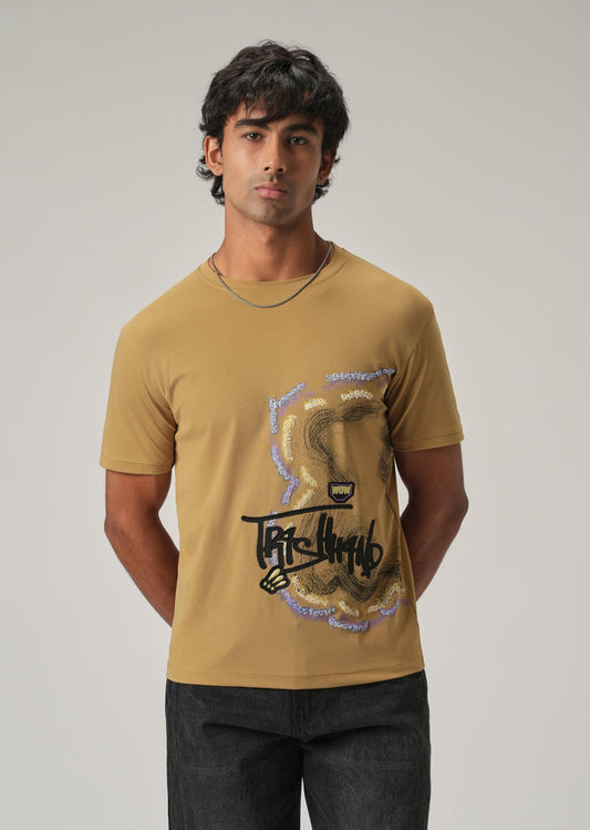 Ochre Print Slim Fit T-Shirt
