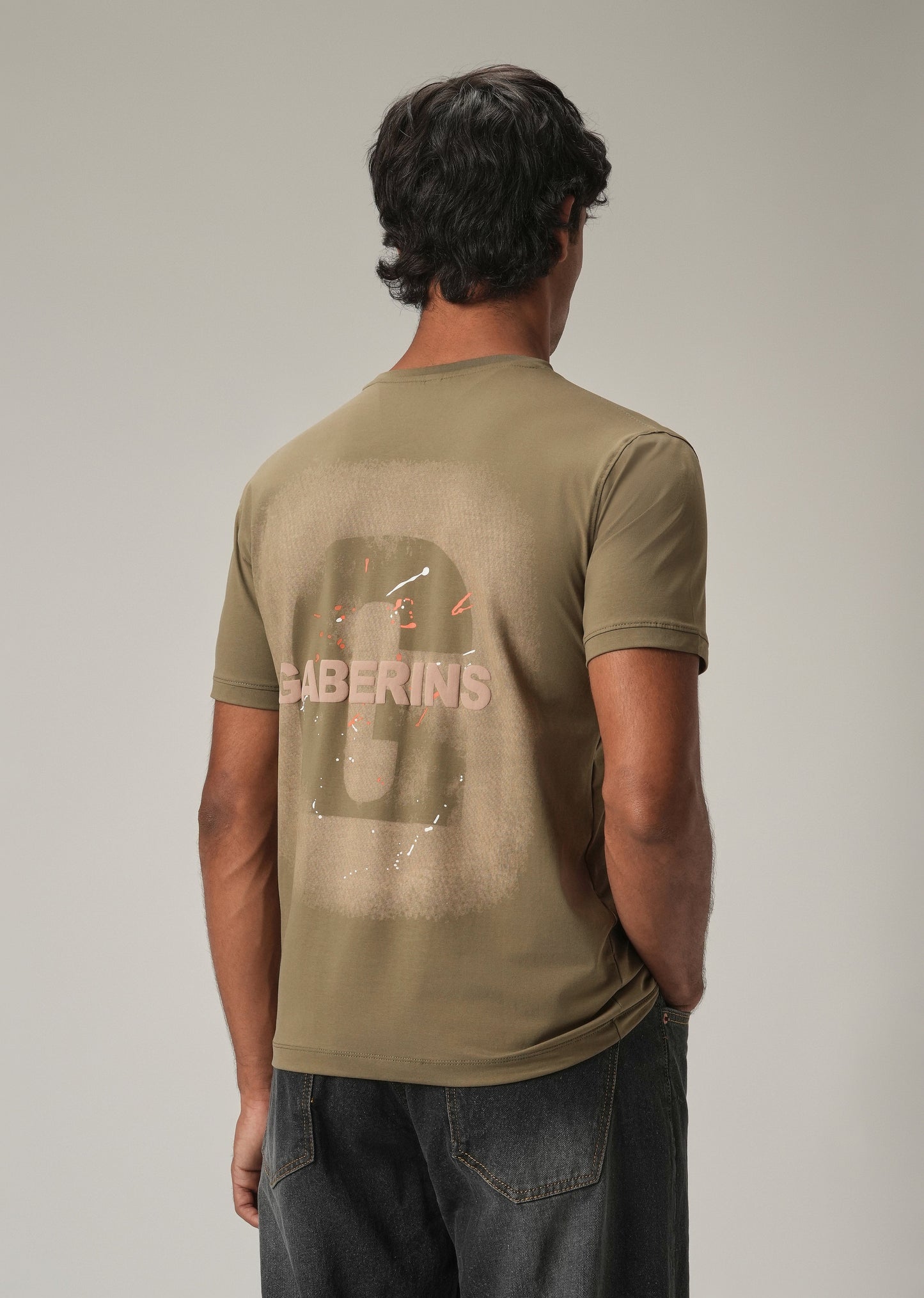 Olive Back Print Slim Fit T-Shirt