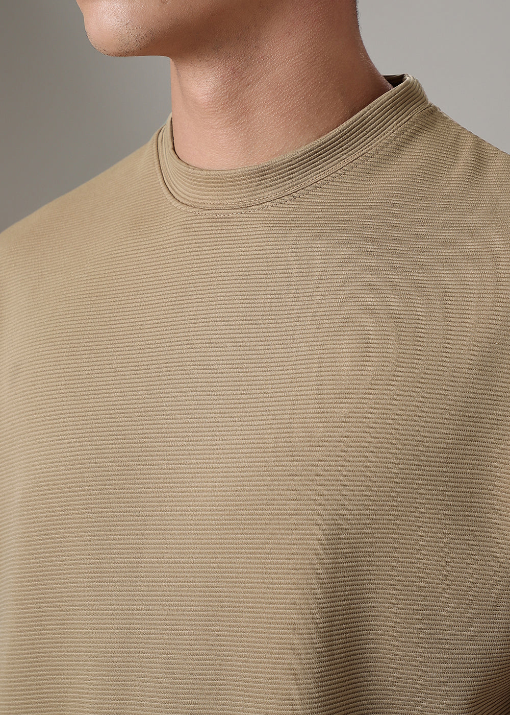 Oversized Coffee Plain Textured T-shirt