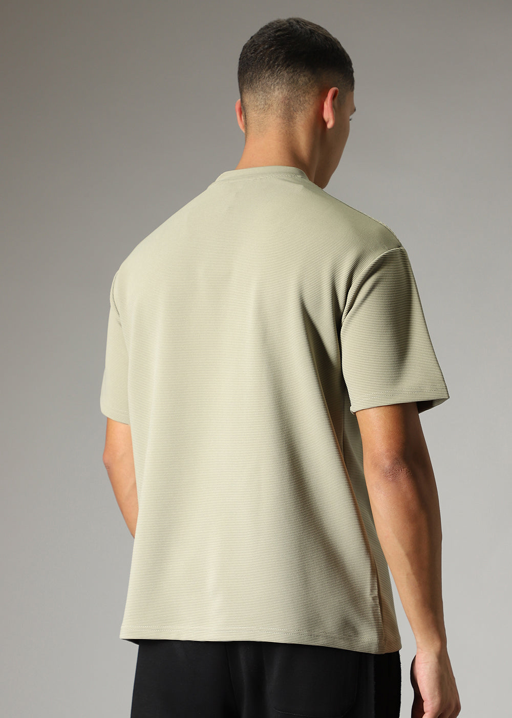 Oversized Pastel Green Plain Textured T-shirt