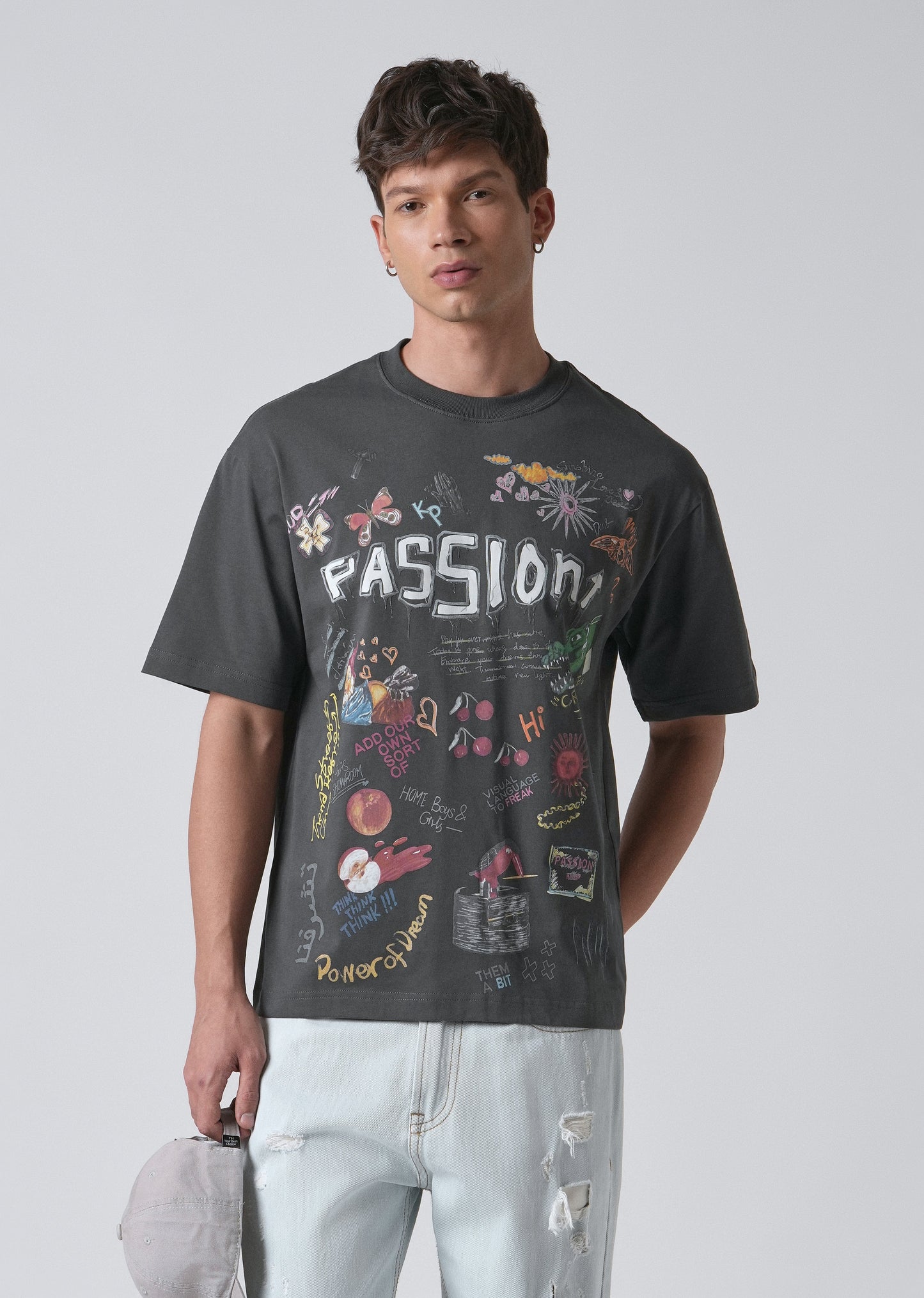 Passion Grey Printed Oversized T-shirt