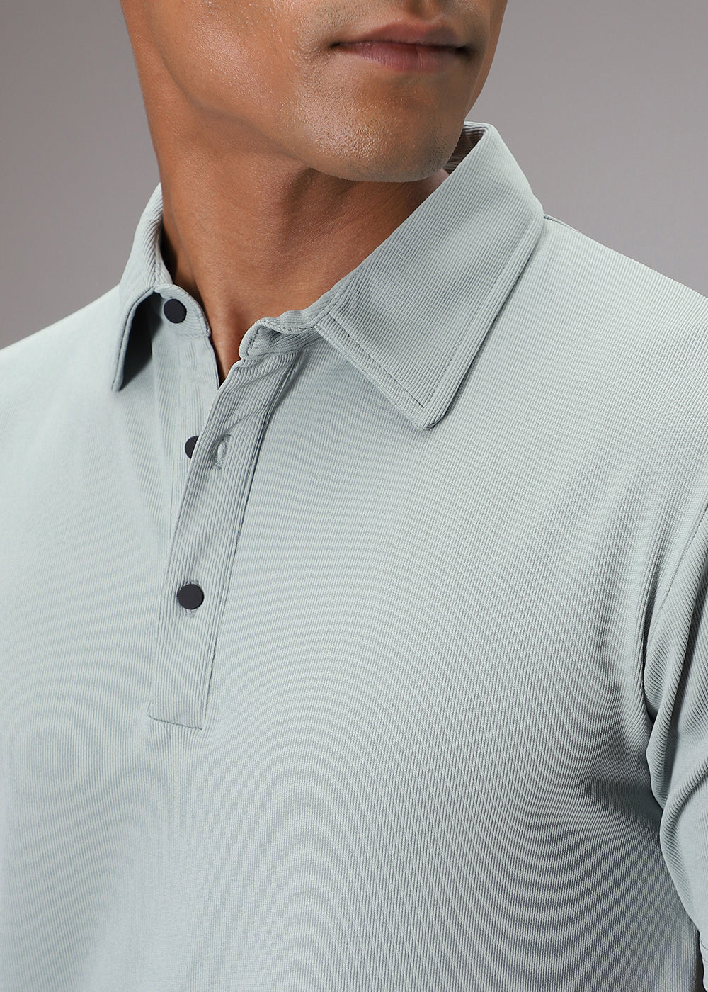 Pastel Green Plain Ribbed Polo T-shirt