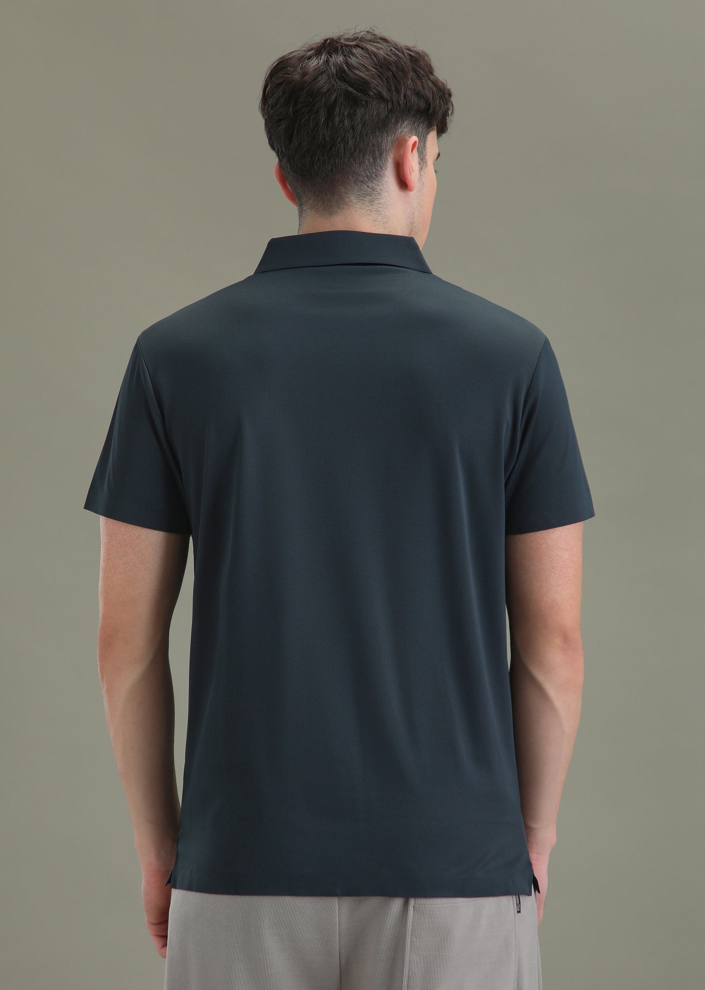 Patterned Dark Blue Plain Stitchless Polo T-shirt
