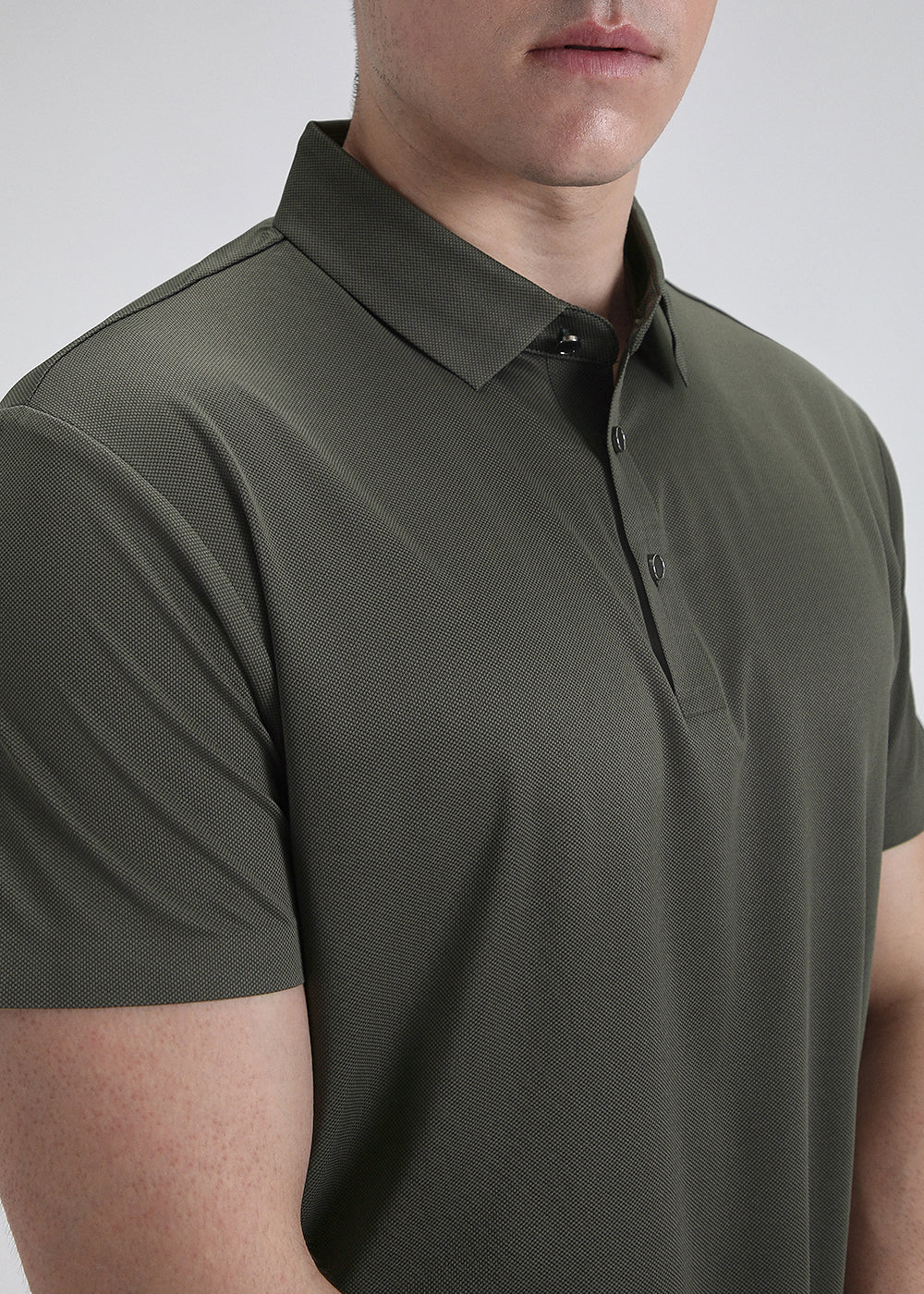 Patterned Olive Green Plain Stitchless Polo T-shirt