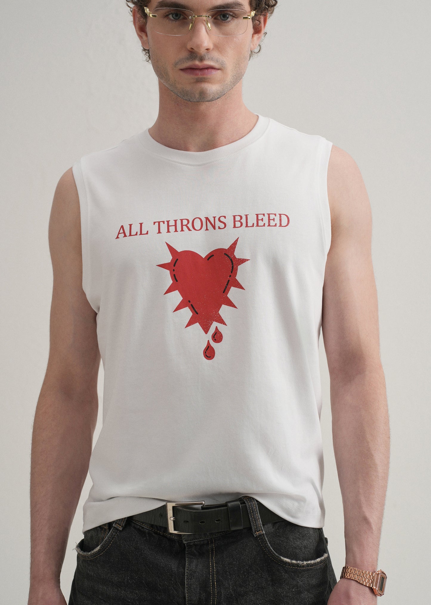 Pearl White Printed Tank