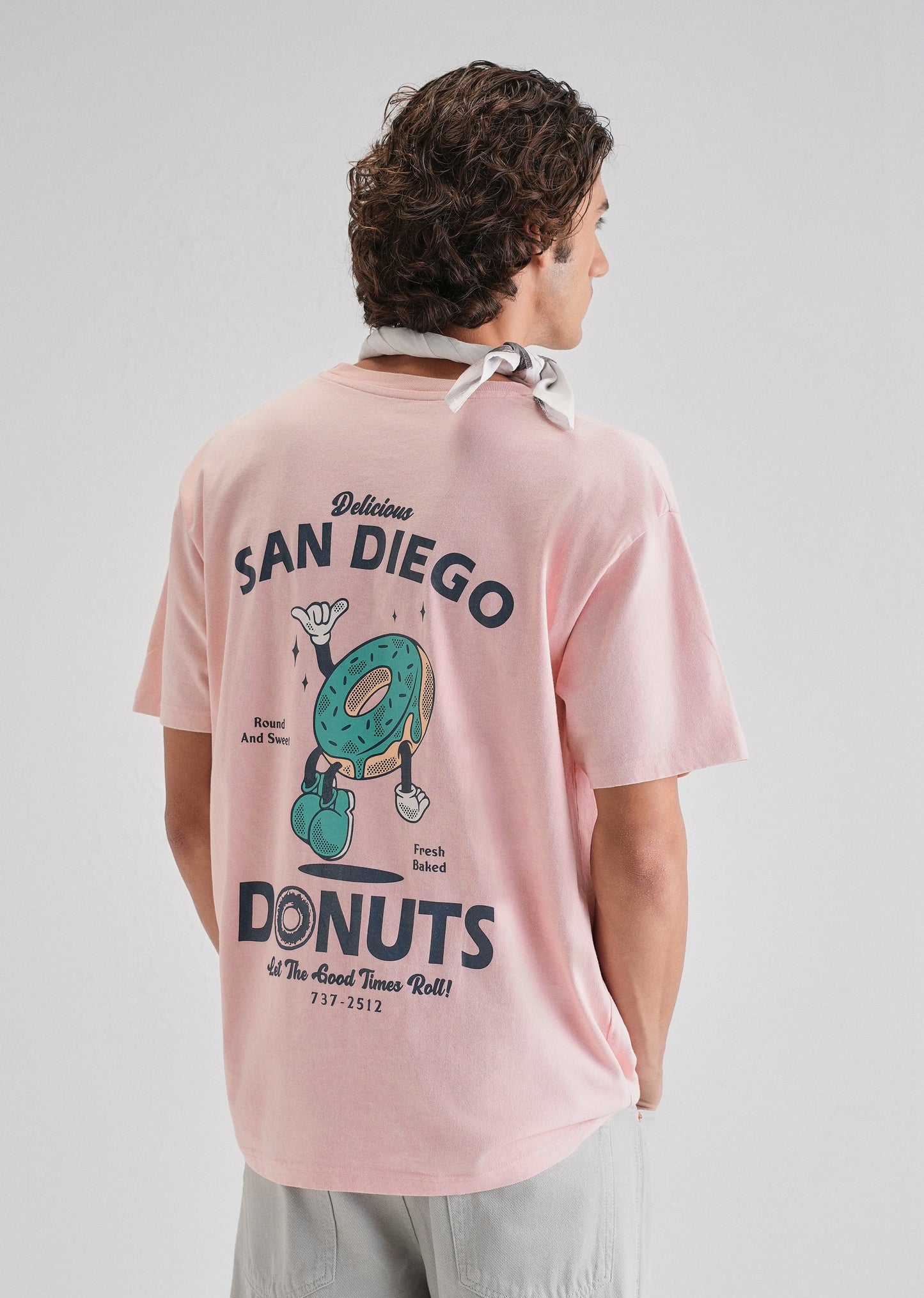 Pink Back Graphic Printed Oversized T-shirt
