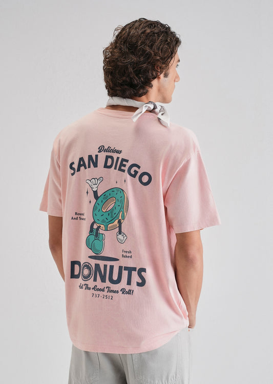 Pink Back Graphic Printed Oversized T-shirt