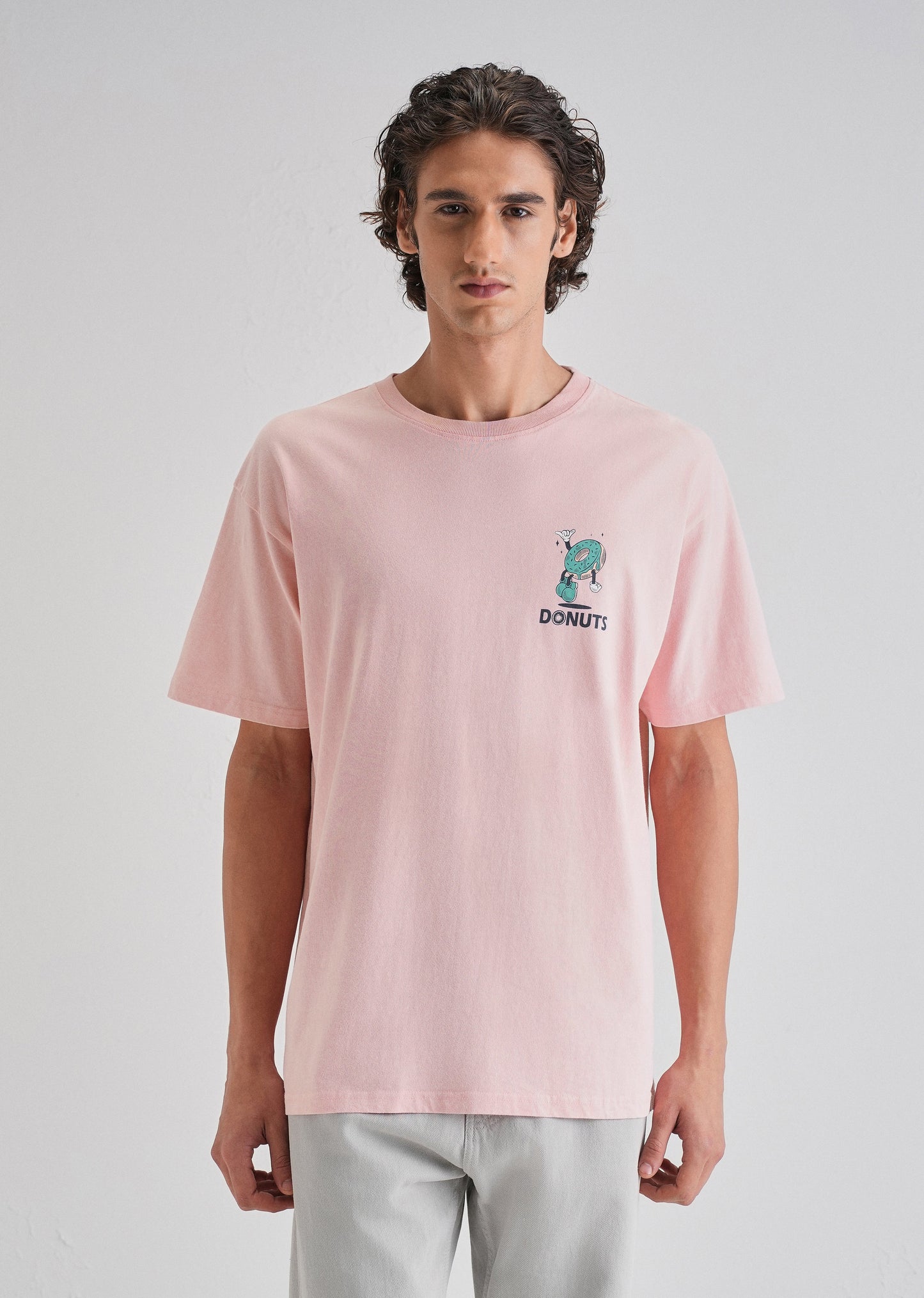 Pink Back Graphic Printed Oversized T-shirt
