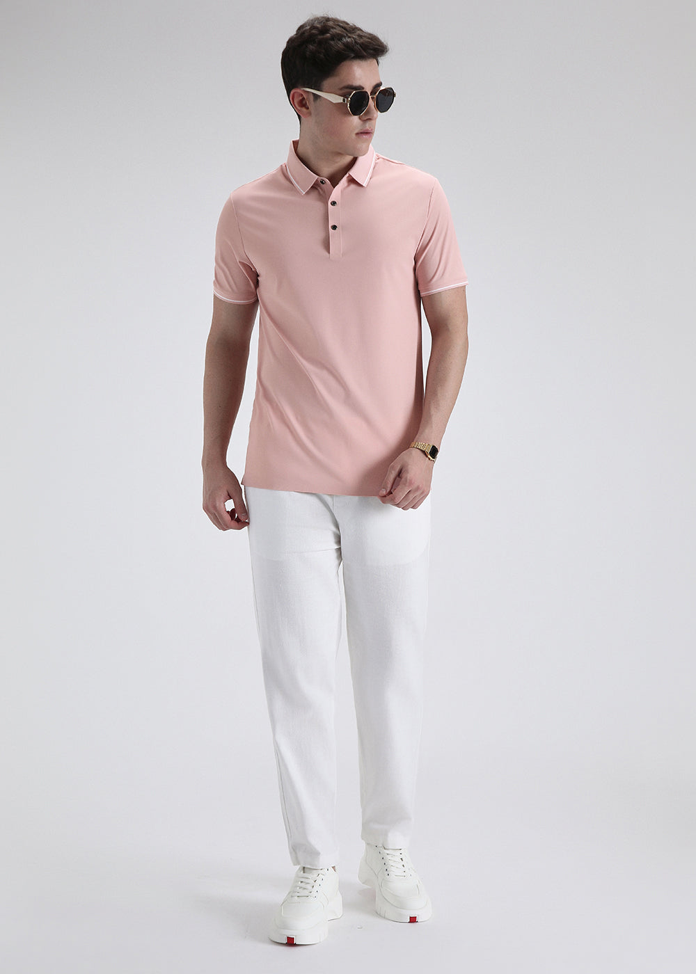 Soft Pink Plain Stitchless Polo t-shirt