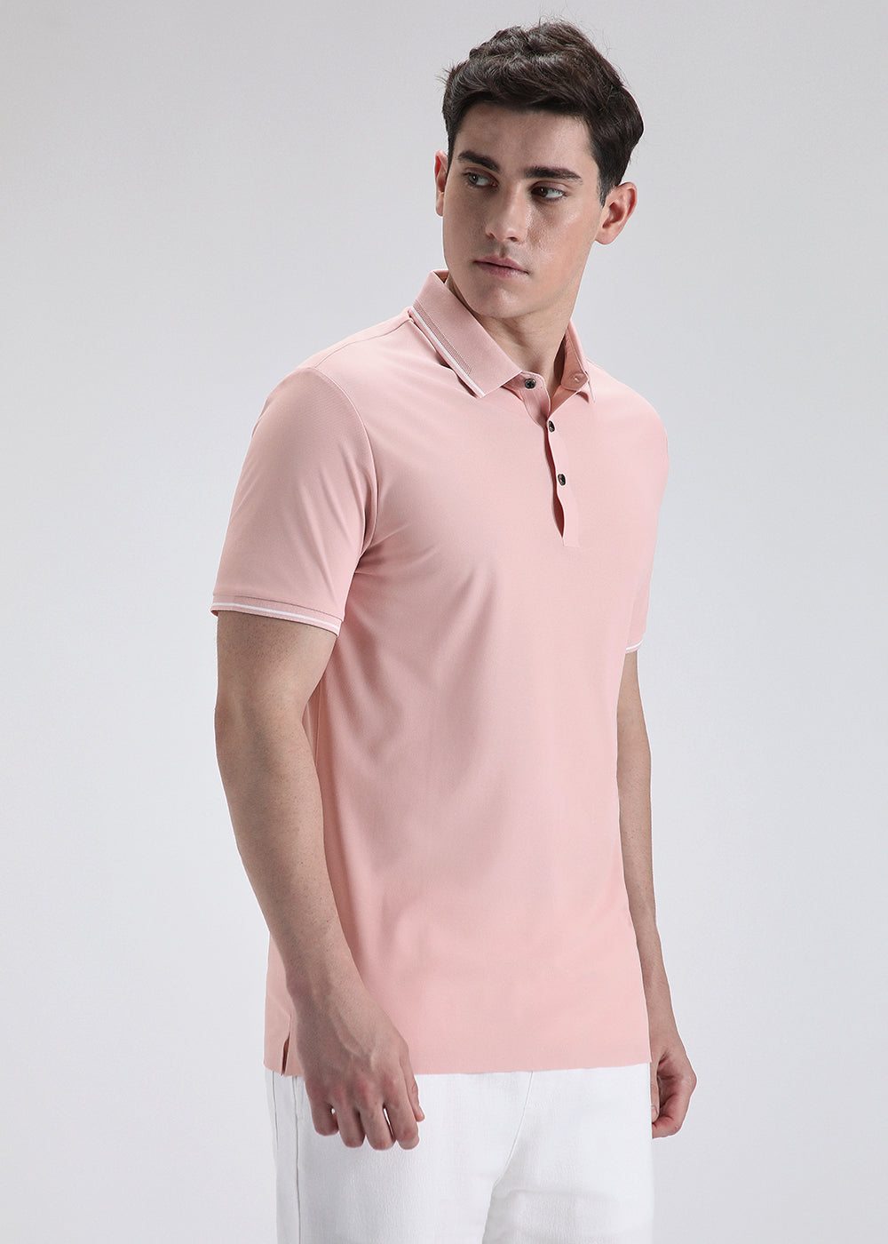 Soft Pink Plain Stitchless Polo t-shirt