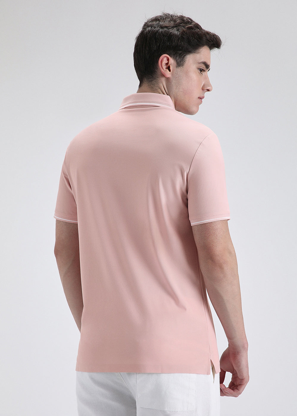Soft Pink Plain Stitchless Polo t-shirt