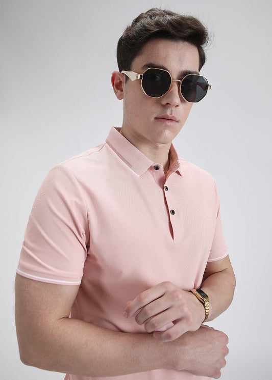Soft Pink Plain Stitchless Polo t-shirt