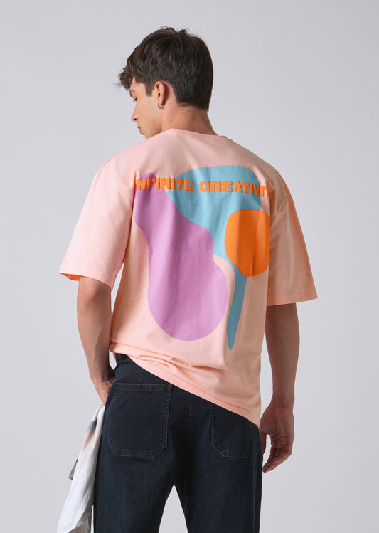 Pink Printed Oversized T-shirt