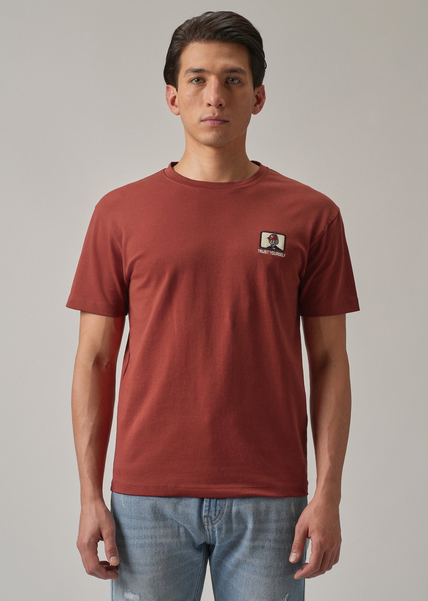 Red Printed Slim Fit T-Shirt