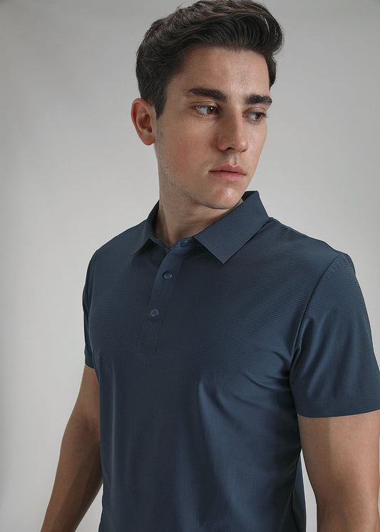 Self Blue Plain Stitchless Polo T-shirt