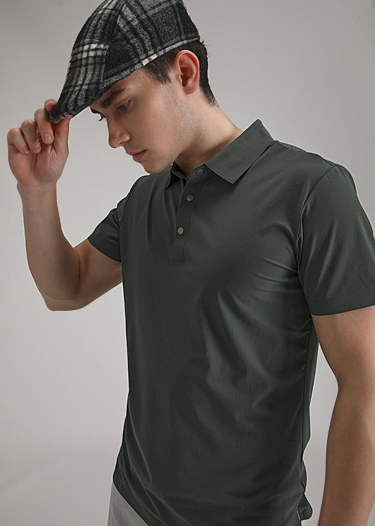 Self Green Plain Stitchless Polo T-shirt