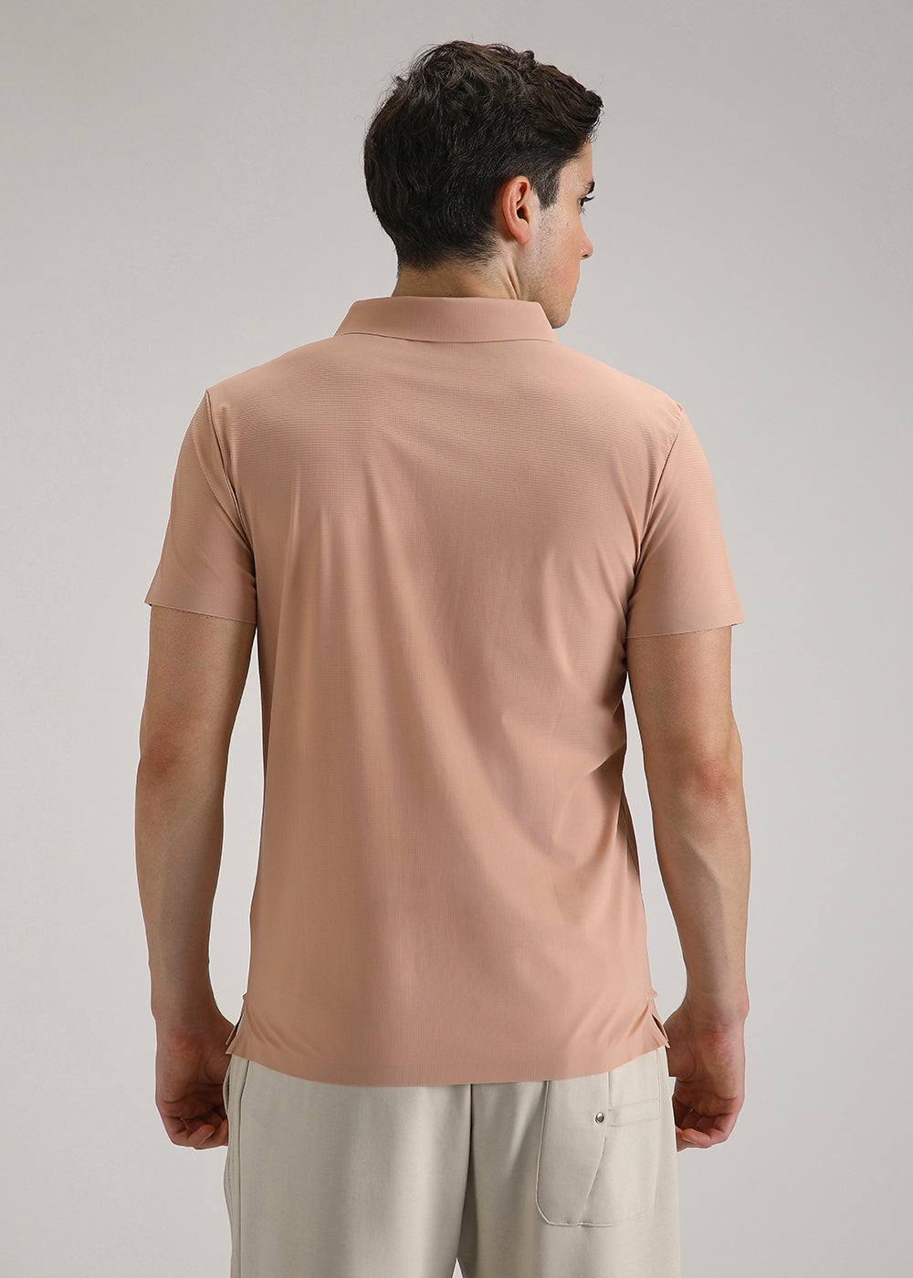 Self Peach Plain Stitchless Polo T-shirt