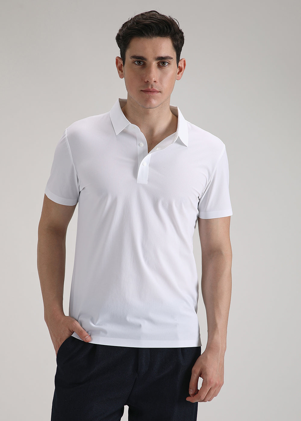 Self White Plain Stitchless Polo T-shirt