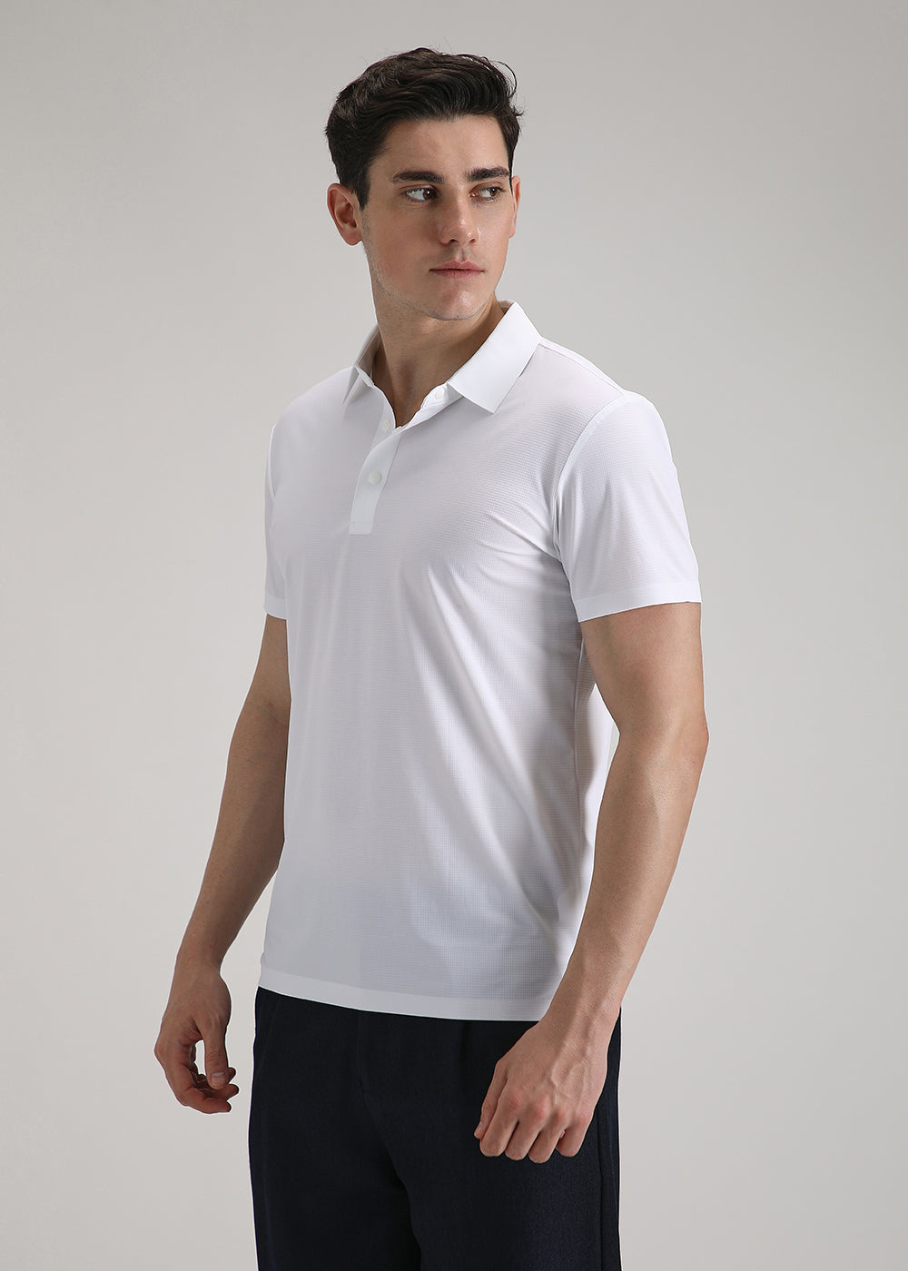 Self White Plain Stitchless Polo T-shirt