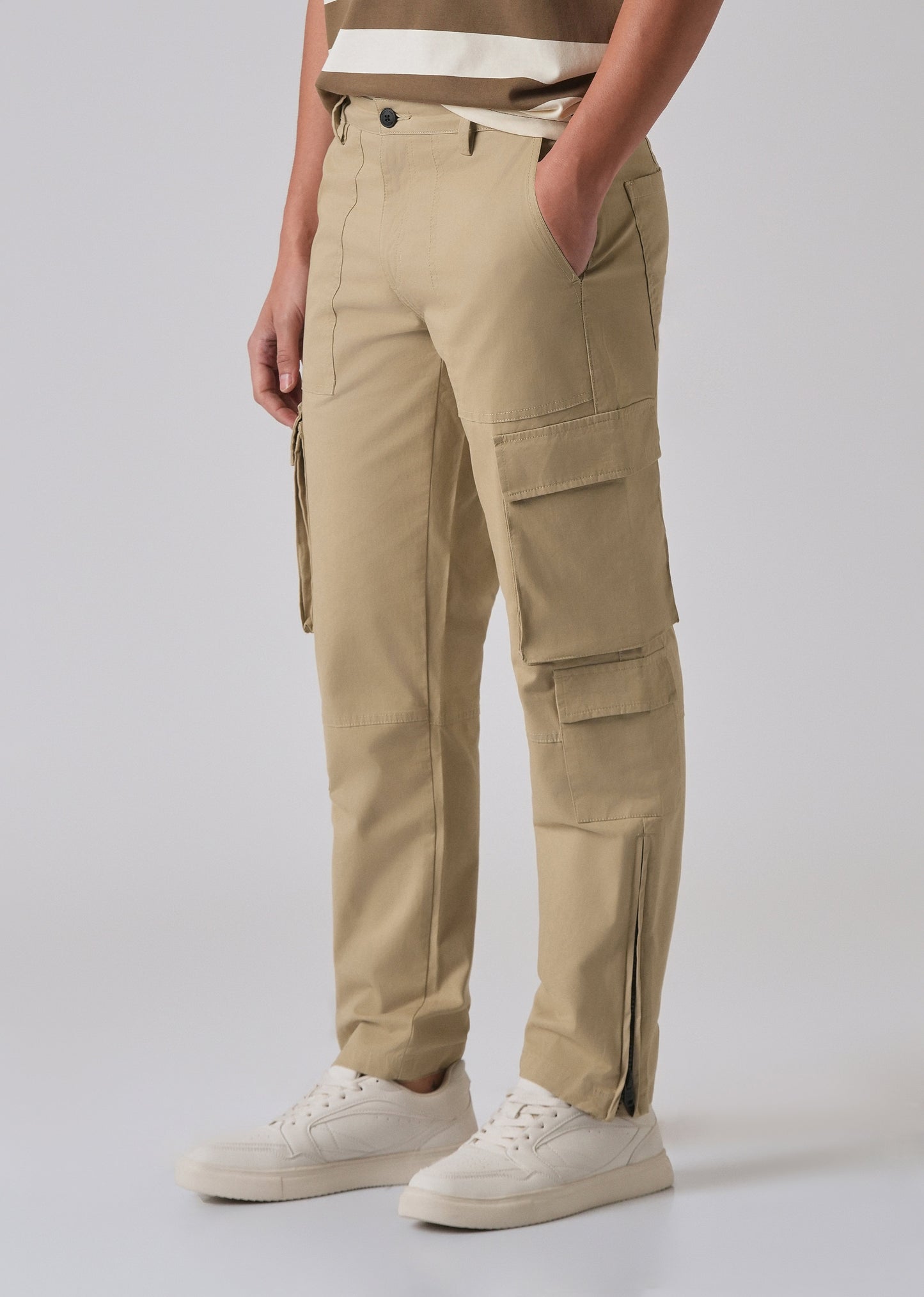 Sepia Brown Zipper Cargo Pant