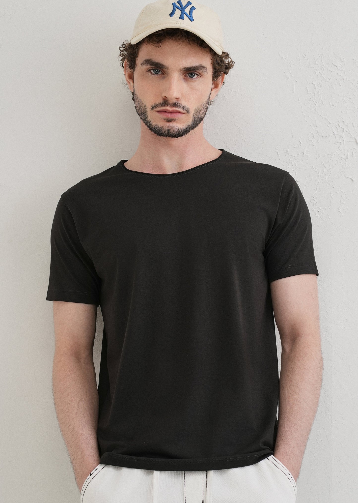 Shadow Gray Plain Crew neck T-shirt