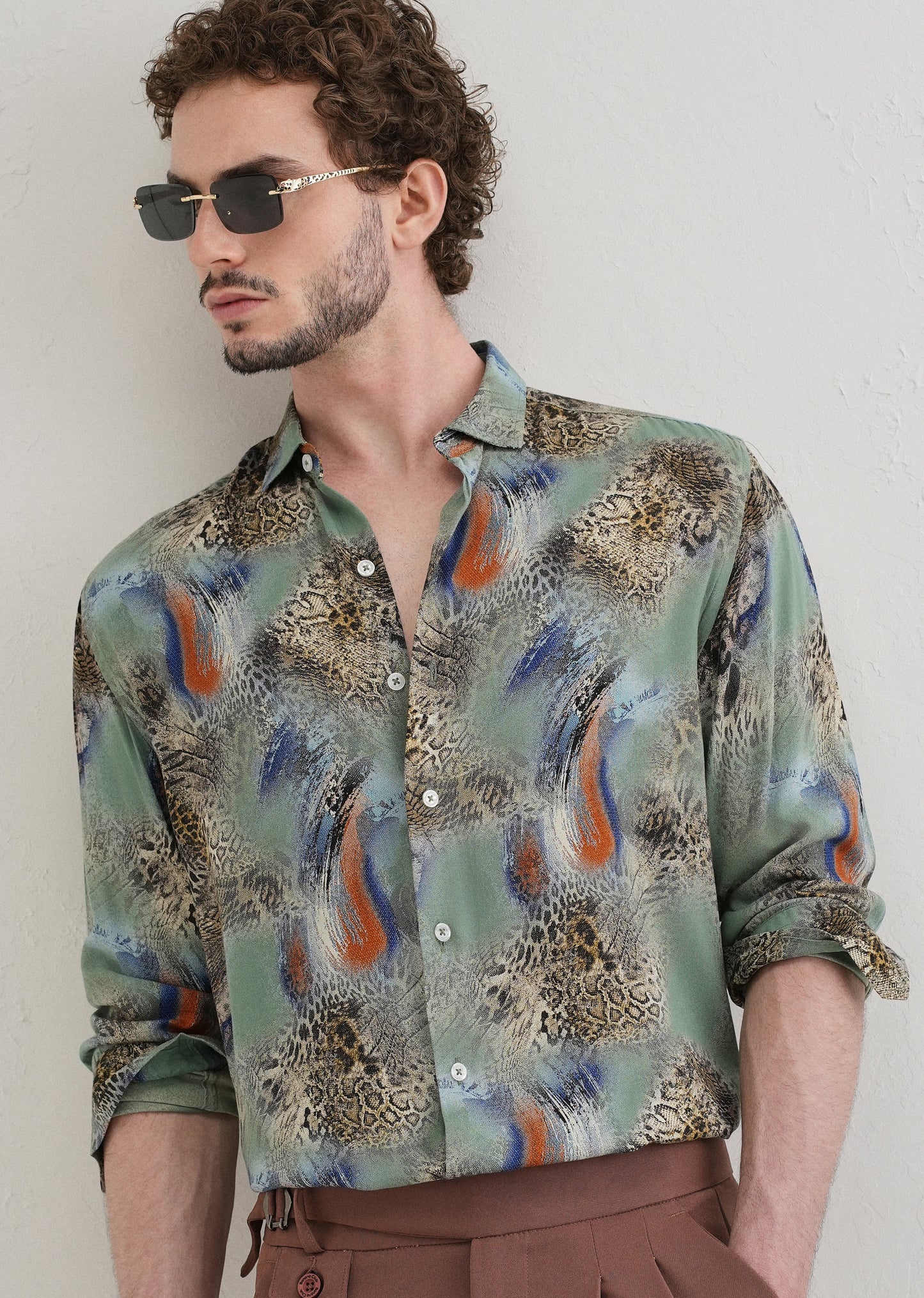 SnakeSkin Green Feather shirt