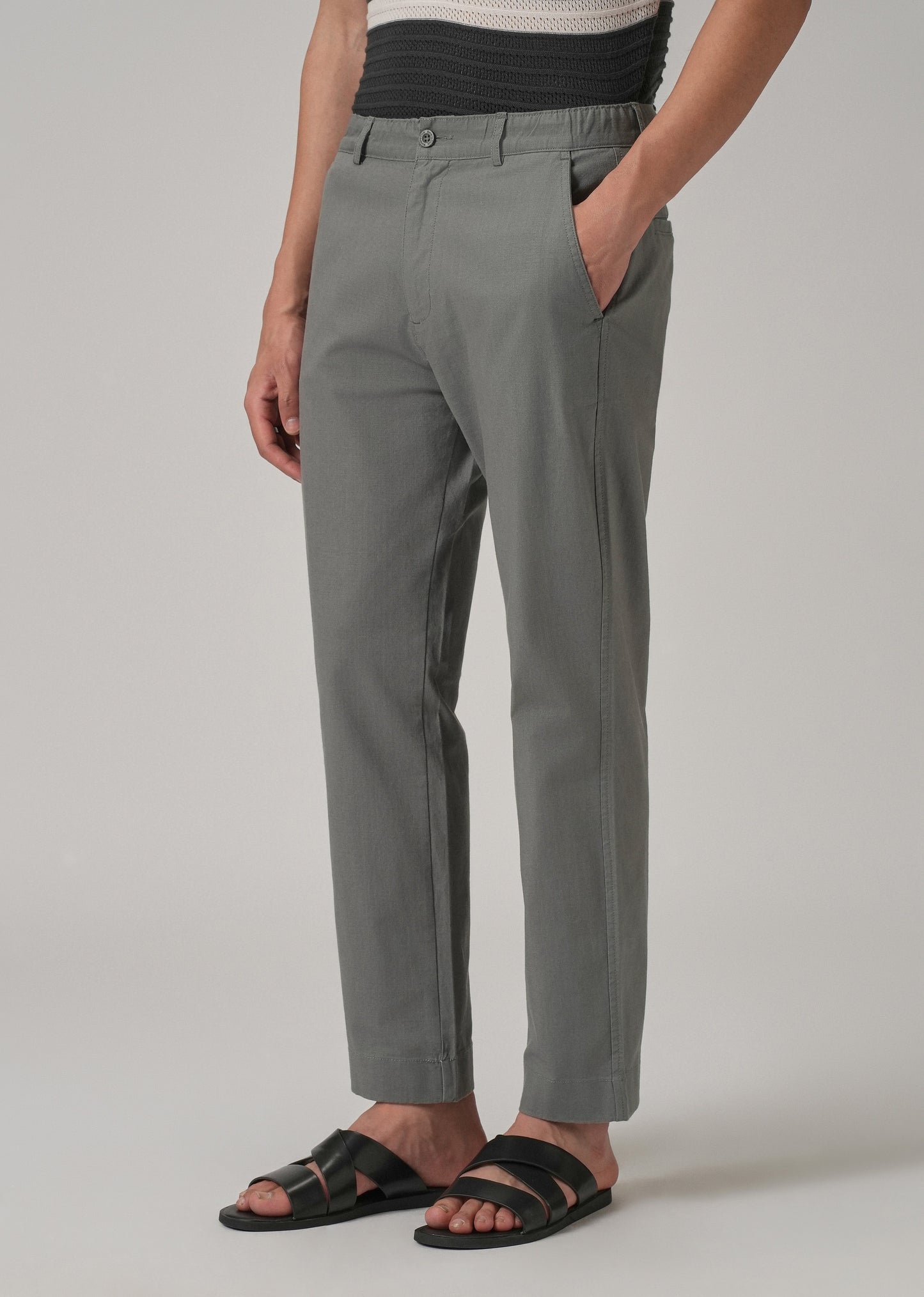 Stone Grey Cotton Trouser