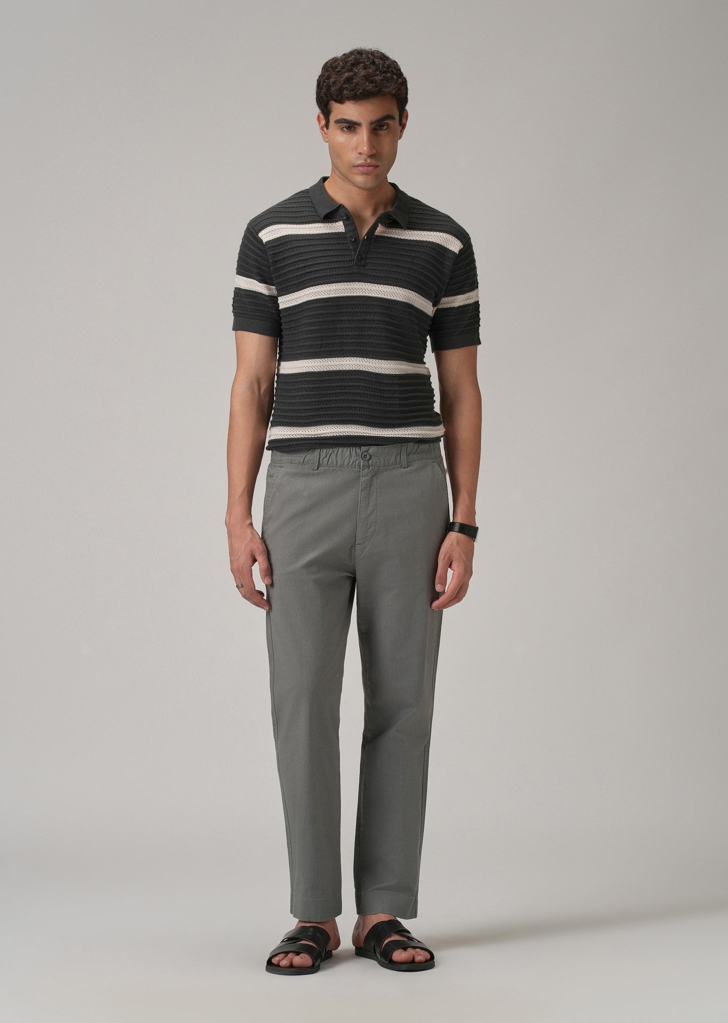 Stone Grey Cotton Trouser