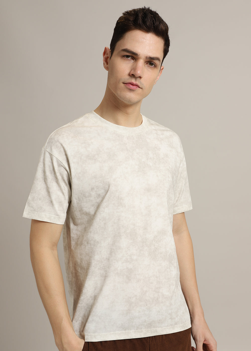Stone Wash Plain Crew Neck T-Shirt