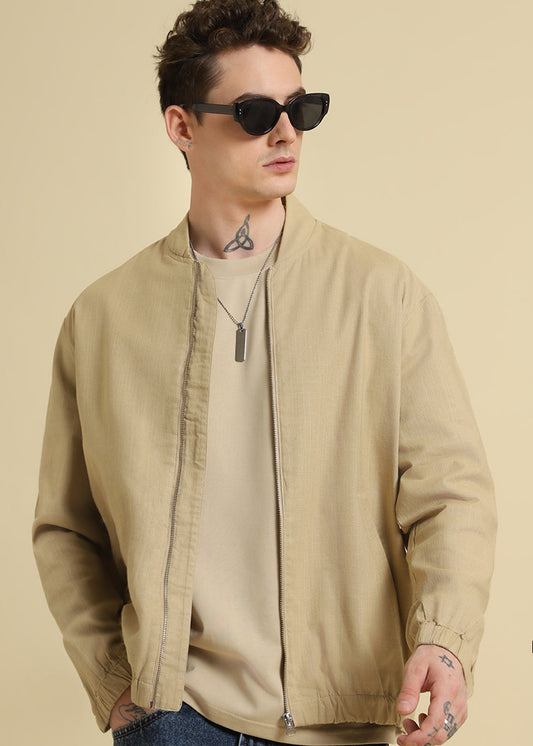 Tan Beige Plain Oversized T-shirt