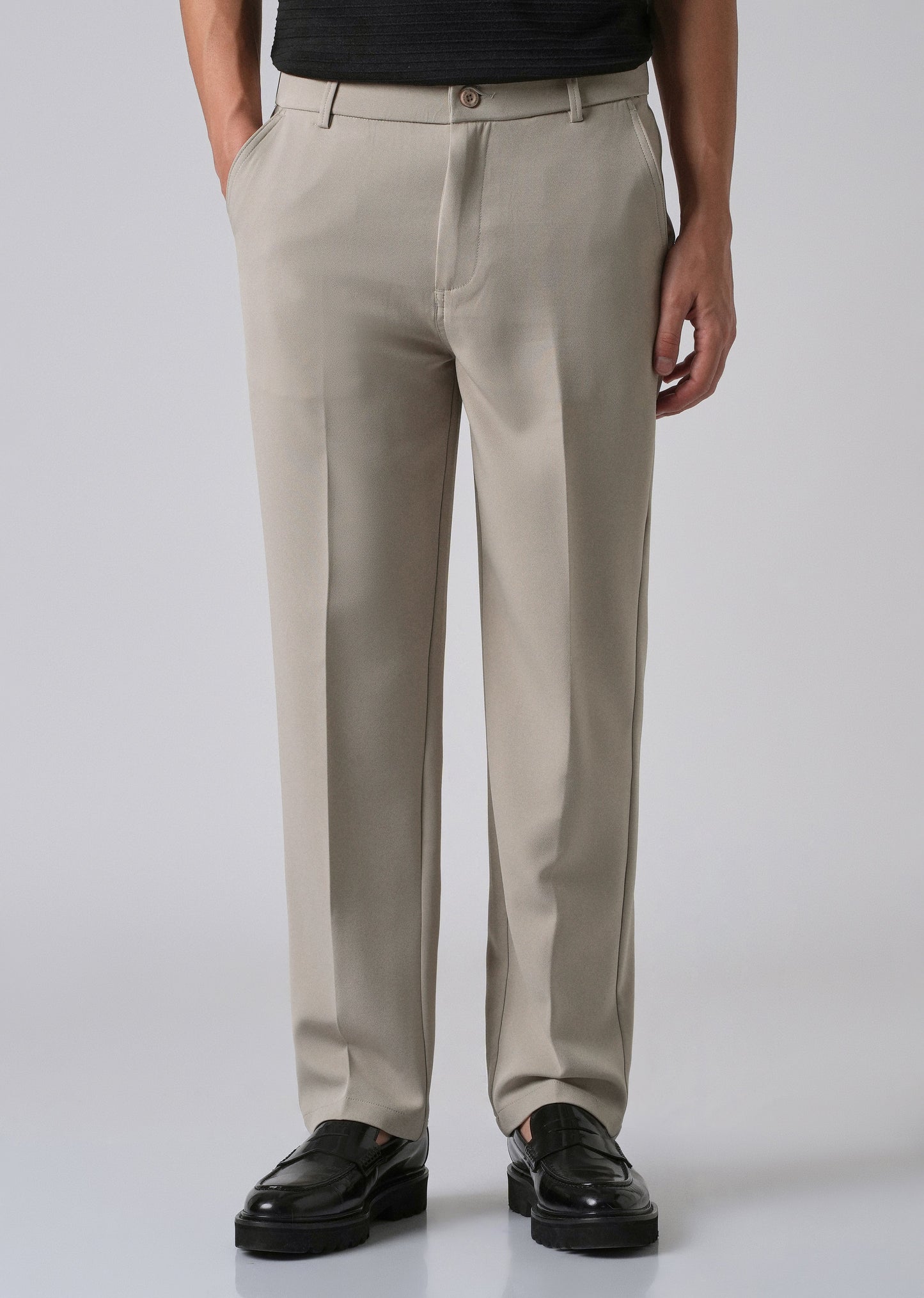 Tan Beige Relaxed Fit Trousers
