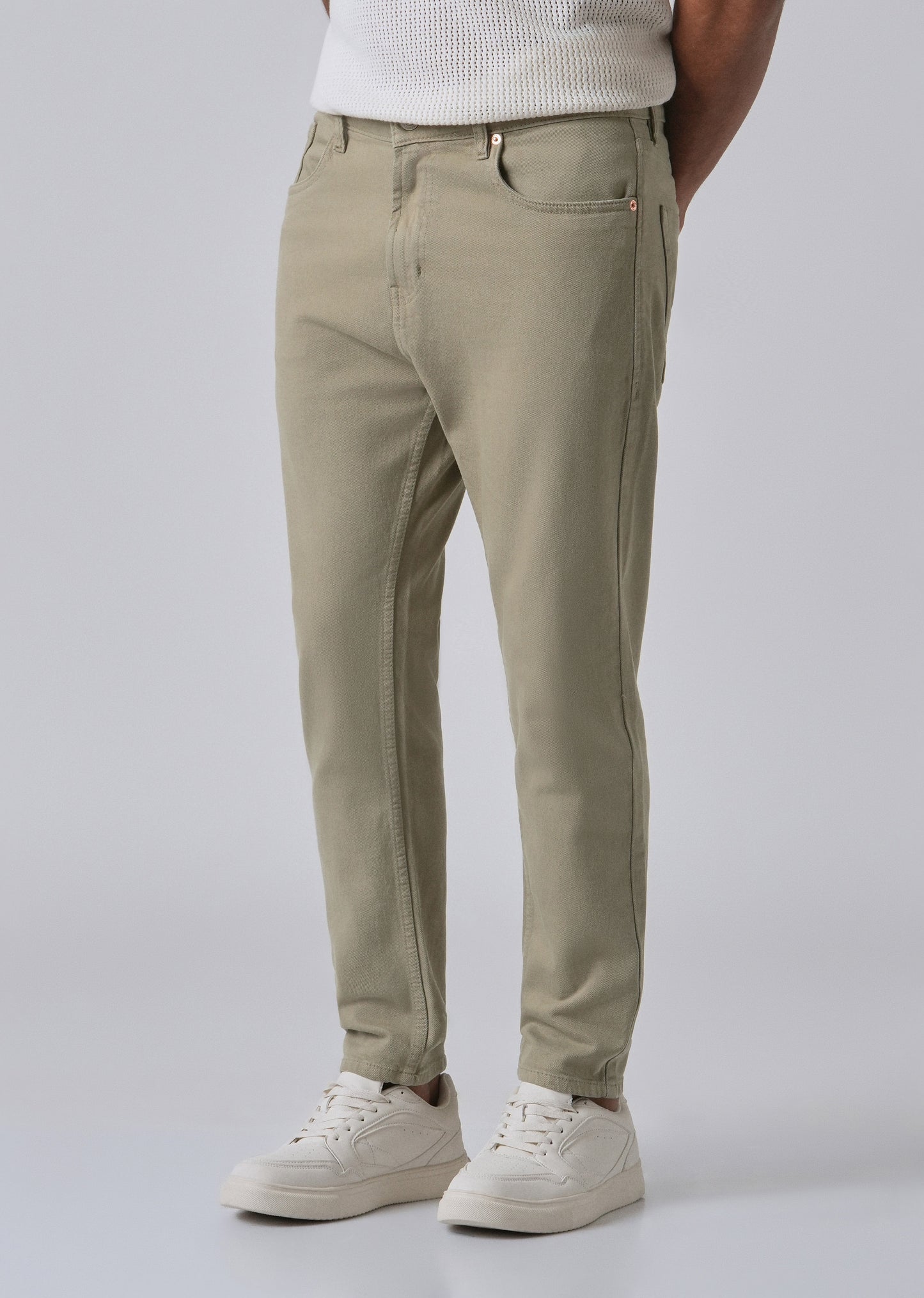 Tan Green Carrot Fit Denim