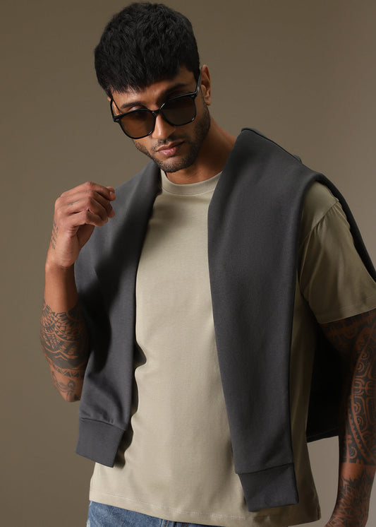 Tan Plain Regular Fit T-shirt