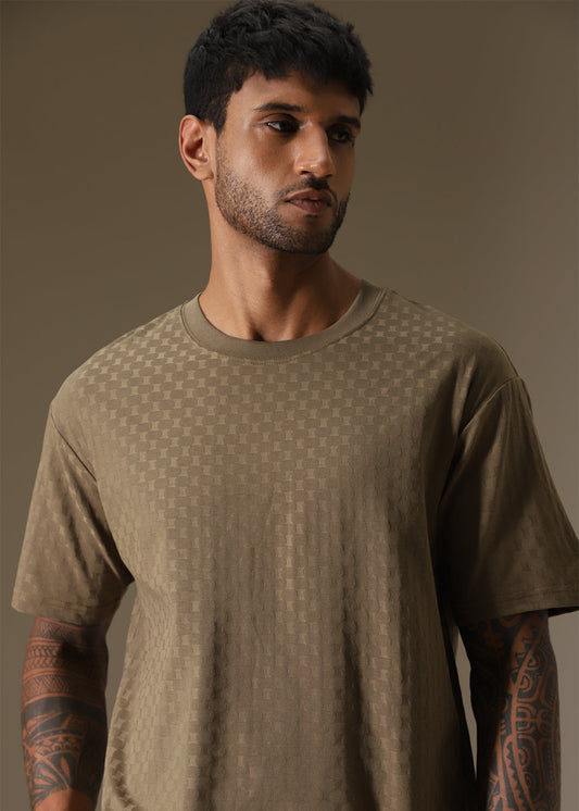 Olive Plain Texture Oversized T-shirt