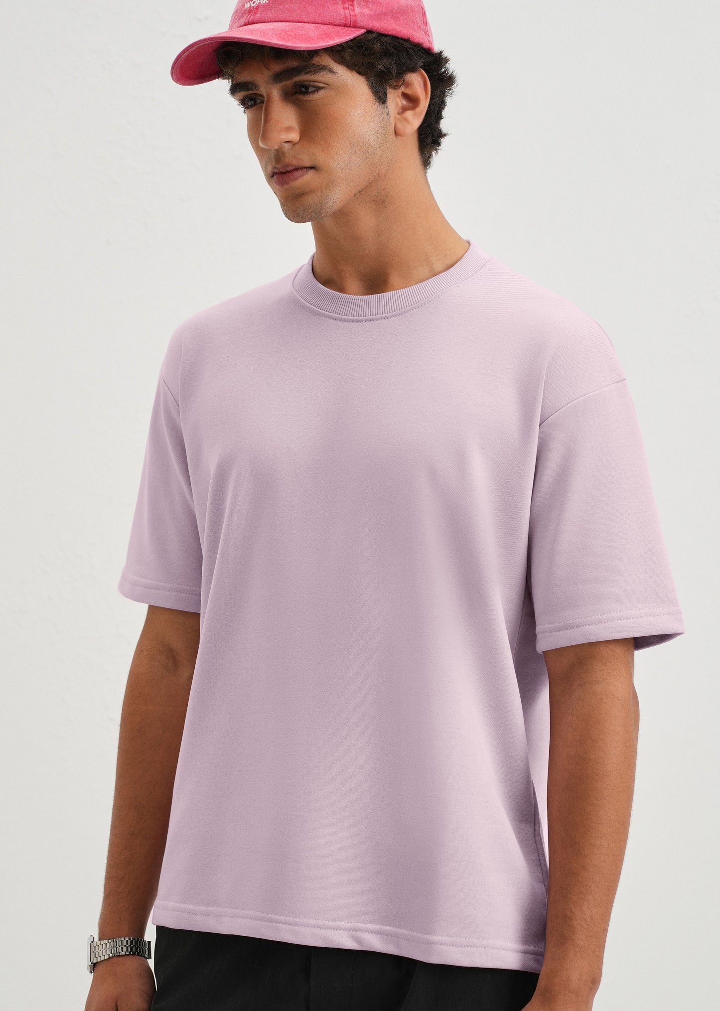 Thistle Violet Plain Oversized Basic T-shirt