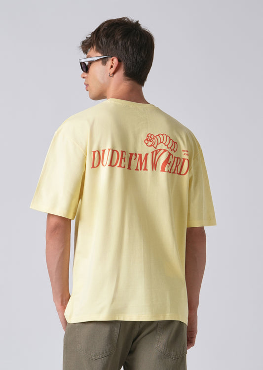 Typography Yellow Oversized T-shirt