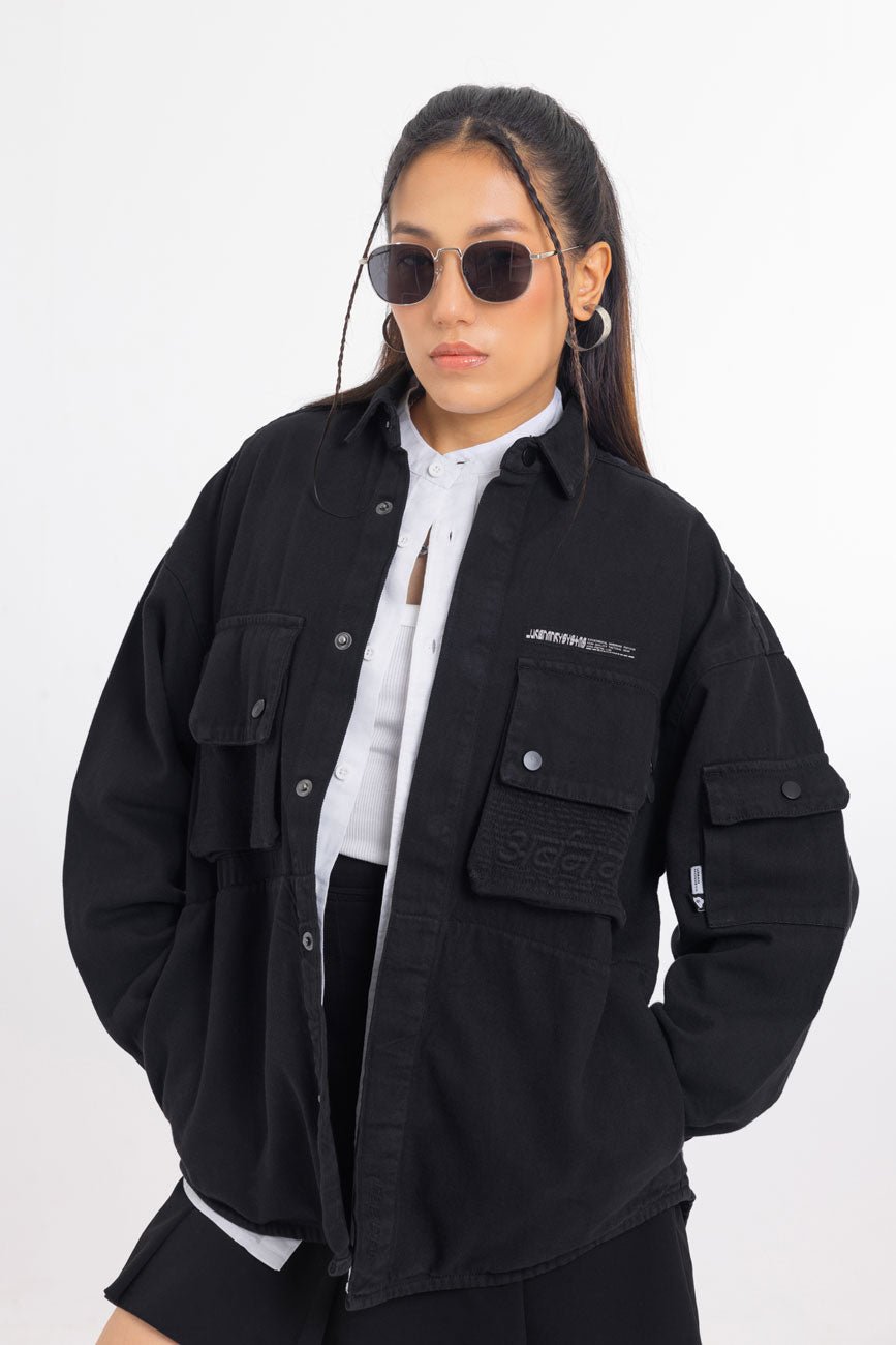 Cotton Twill Shacket // Black