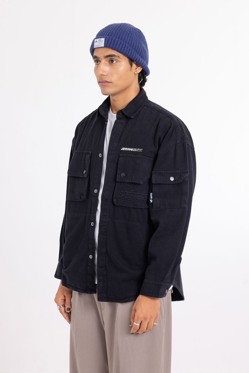 Cotton Twill Shacket // Black